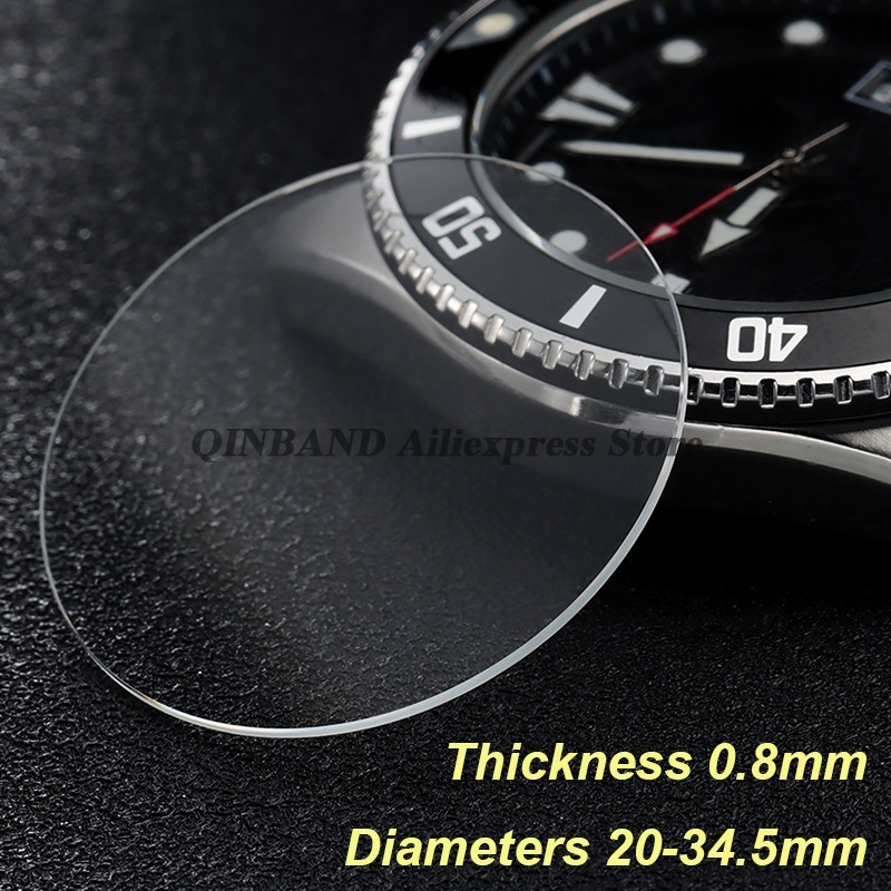 Watch Crystal Replacement - 0.8mm Kalınlık Çapları 20-34.5mm Yuvarlak Saatler