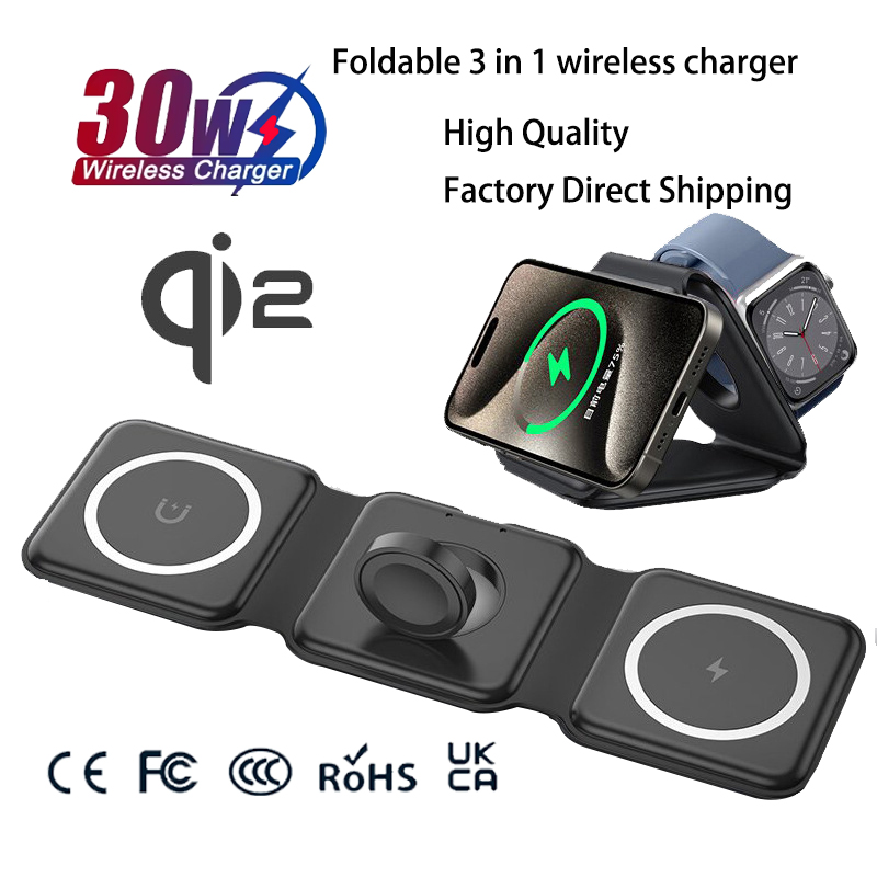 Smartwatch Watches For Iphone - Evrensel Qi2 Manyetik Katlanabilir Şarj İstasyonu