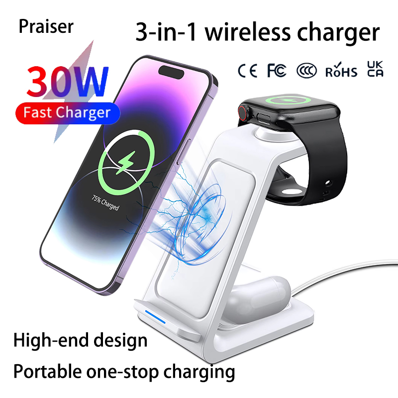 Smartwatch Watches For Iphone - 15W 3'ü 1 Arada Kablosuz Şarj