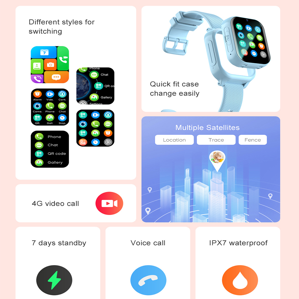 Akıllı saat Çocuklar 4G GPS WI - Smartwatch Watches For Girls Kids incelemesi ve fiyatı