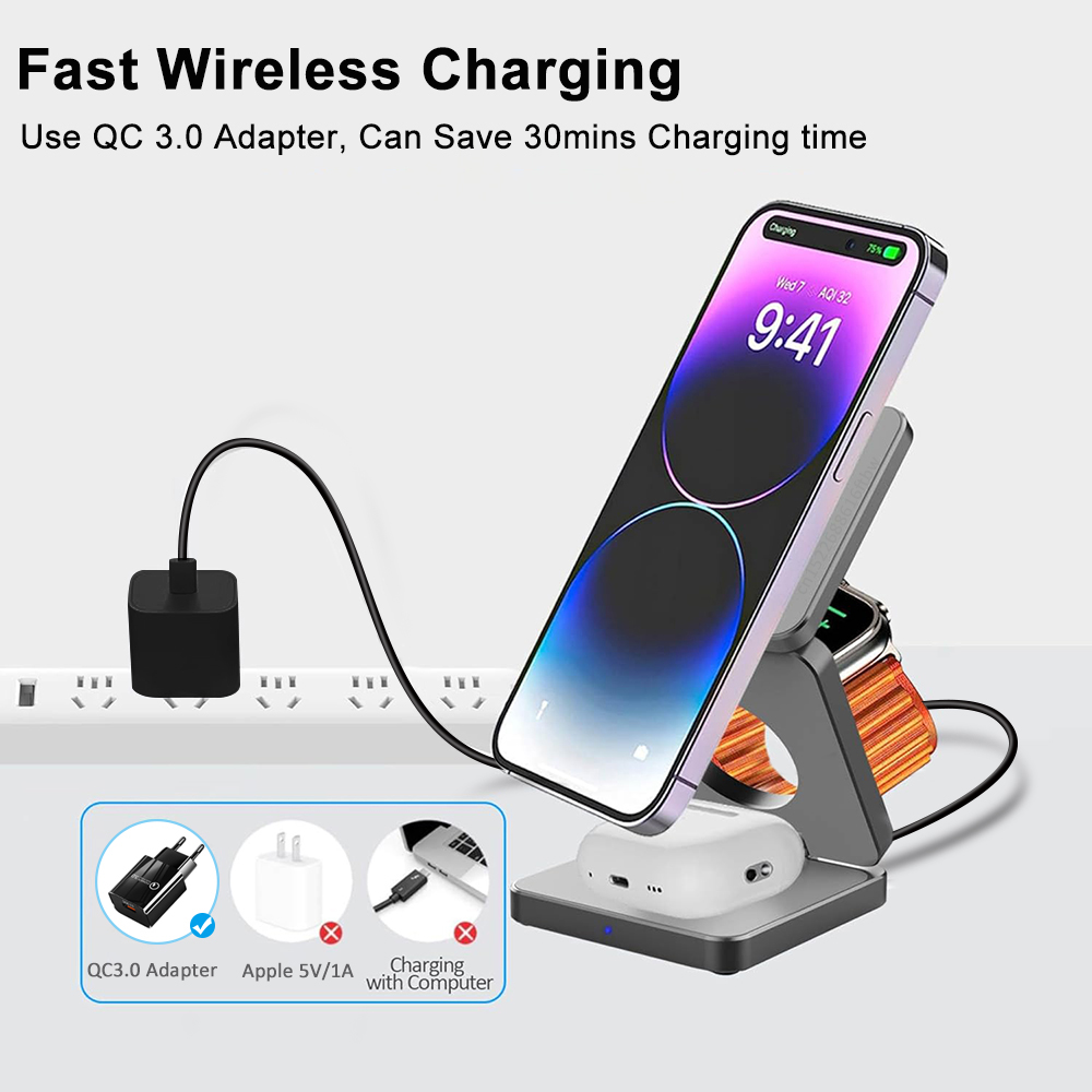 Kablosuz Şarj Cihazı 3'ü 1 Ara - Smartwatch Watches For Iphone incelemesi ve fiyatı